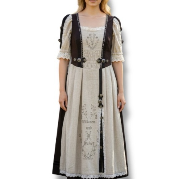 solo Dresses & Skirts - Solo German Dirndl Oktoberfest House Dress Linen Sz 18-20 Lagenlook Costume Art
